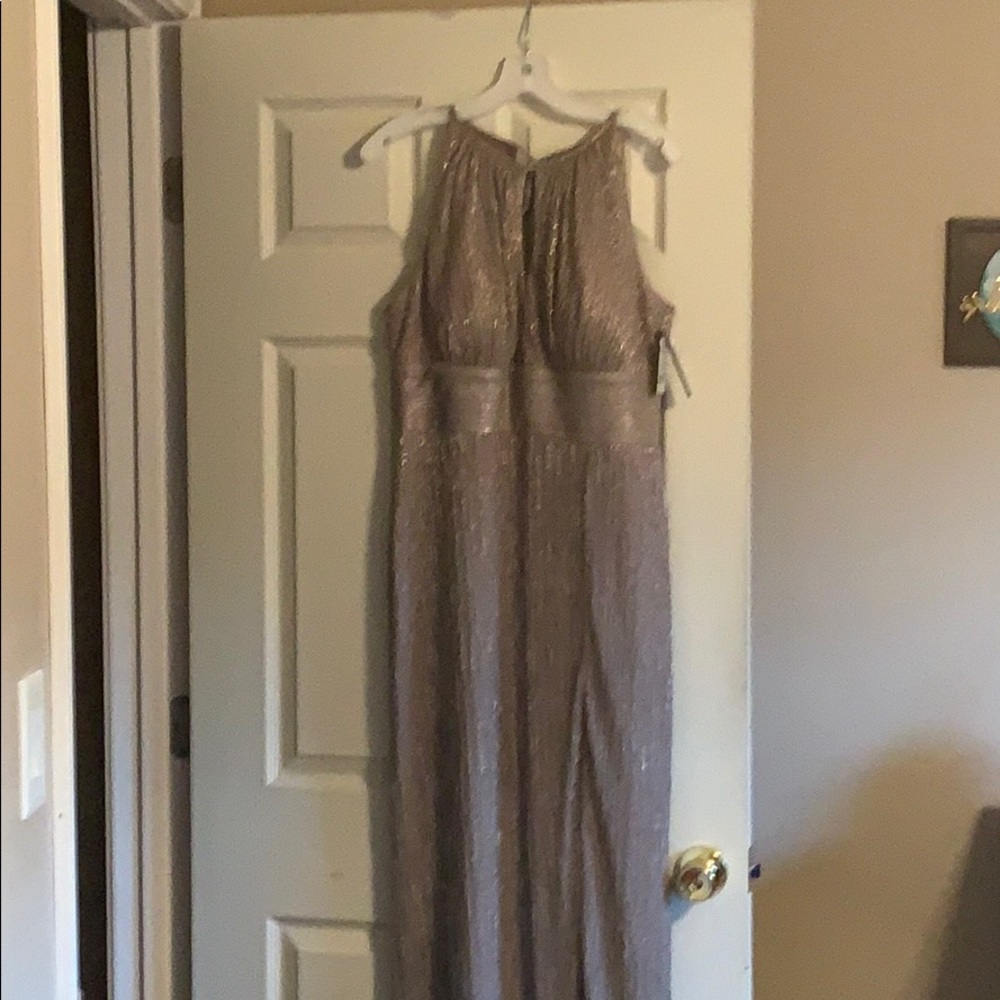 Metallic gold dress From David’s bridal’s.